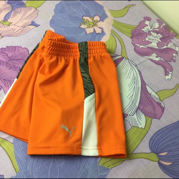 NWOT Puma 2 Pz Set Toddler Puma Print Tee & Shorts Gery & Orange 18M - Picture 3 of 7